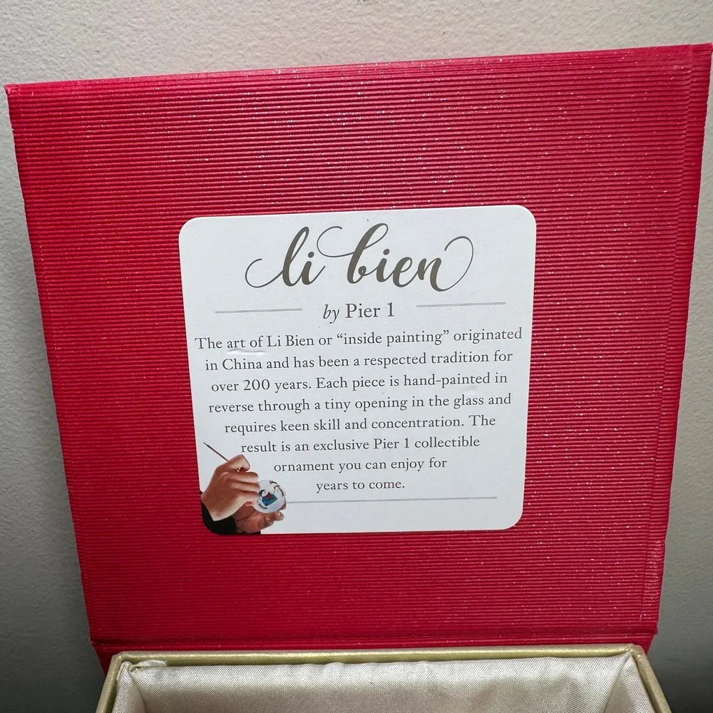 Pier 1 Li Bien‎ 2024 Christmas Ornament Hand Painted Glass Santa Snowman Red Box